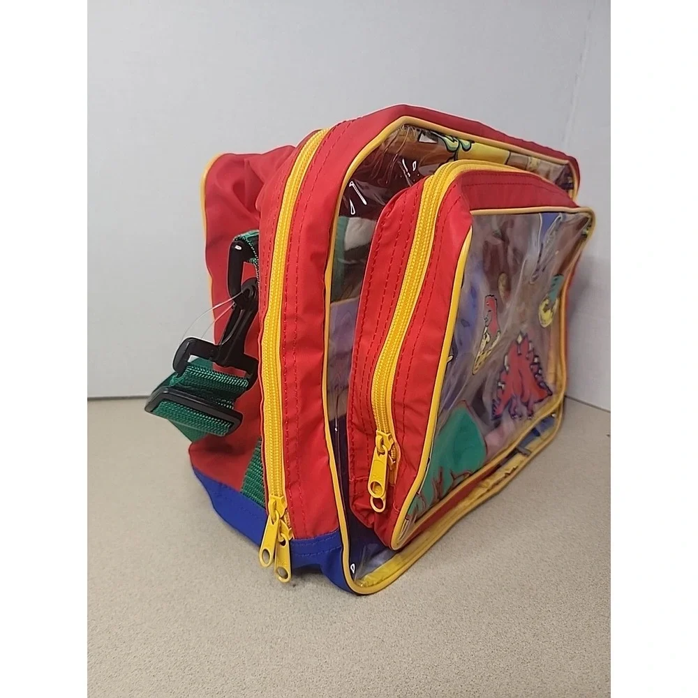 Vintage Mischief Makers Dinosaur Clear Messenger Bag Red Green New With Tags